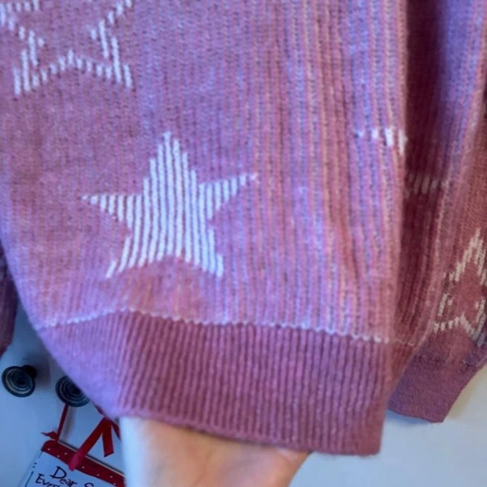 Pink Star Pattern Sweater - image 4